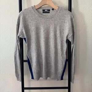 Brown Allan Gray Merino Wool Cashmere Blend Lightweight Split Hem Sweater Large